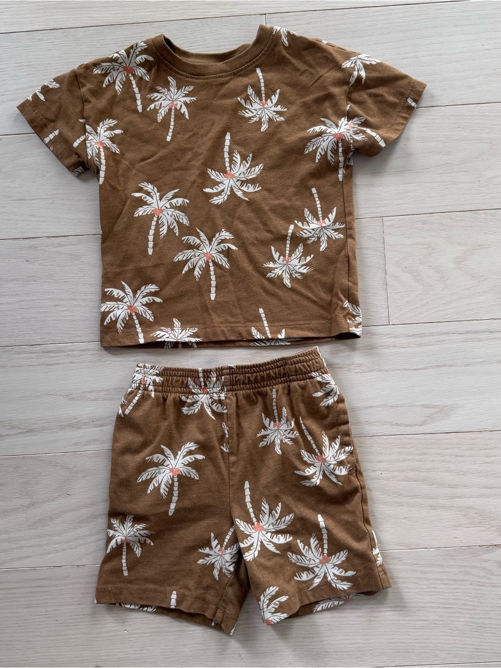 Wonder Nation Brown Palm Tree Pajama Set 3T